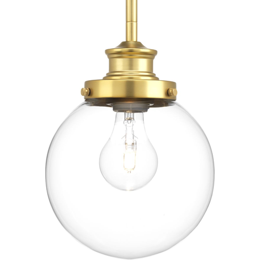 Product image for Progress P5067-137 Penn Collection One-Light Natural Brass Clear Glass Farmhouse Mini-Pendant Light