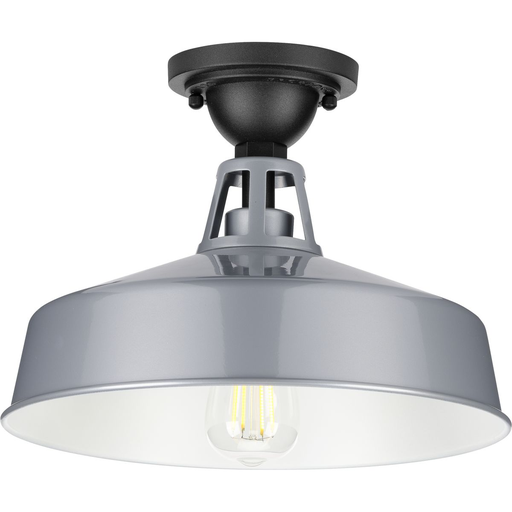 Product image for Progress P550070-082 Cedar Springs Collection Metallic Gray One-Light Semi-Flush Mount