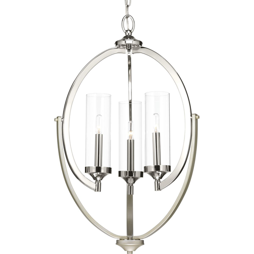 Product image for Progress P400024-104 Evoke Collection Three-Light Polished Nickel Clear Glass Luxe Chandelier Light