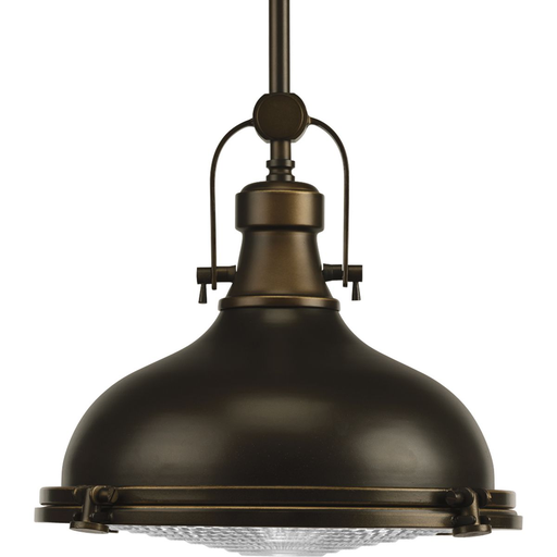 Product image for Progress P5188-108 Fresnel Lens Collection One-Light Oil Rubbed Bronze Fresnel Glass Coastal Pendant Light