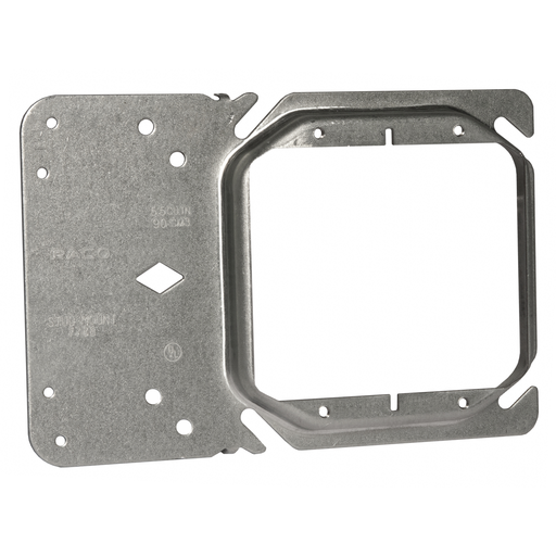 Product image for RACO 778B 4 Inch 1/2 Inch Raised Steel 2-Device Square Box Stud Mount Mud Ring