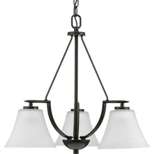 Product image for Progress P4621-20W Bravo Collection Three-Light Antique Bronze Etched Glass Modern Chandelier Light