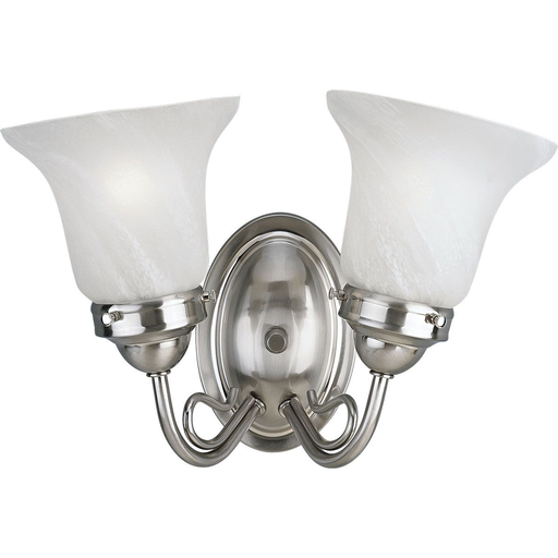 Product image for Progress P3368-09 Bedford Collection Two-Light Brushed Nickel Etched Alabaster Glass Traditional Bath Vanity Light