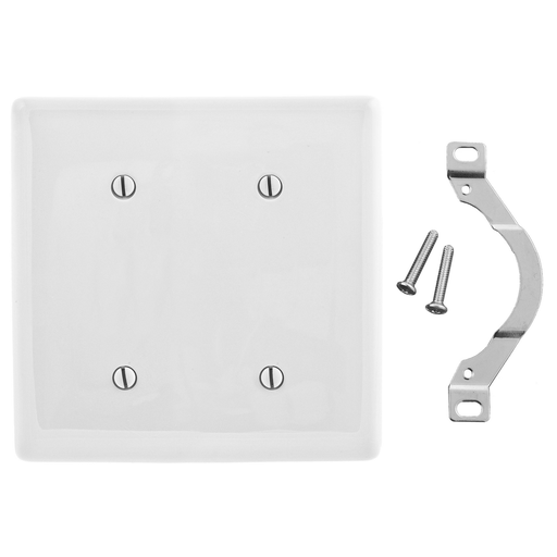 Product image for Hubbell NP24W 2-Gang White Nylon Standard 2-Blank Strap Mount Wallplate