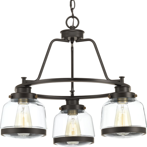 Product image for Progress P400057-020 Judson Collection Three-Light Antique Bronze Clear Glass Farmhouse Chandelier Light