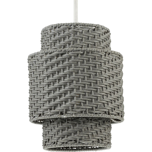 Product image for Progress P550084-151 Manteo One-Light Cottage White with Weathered Grey Rattan Indoor/Outdoor Hanging Pendant Light