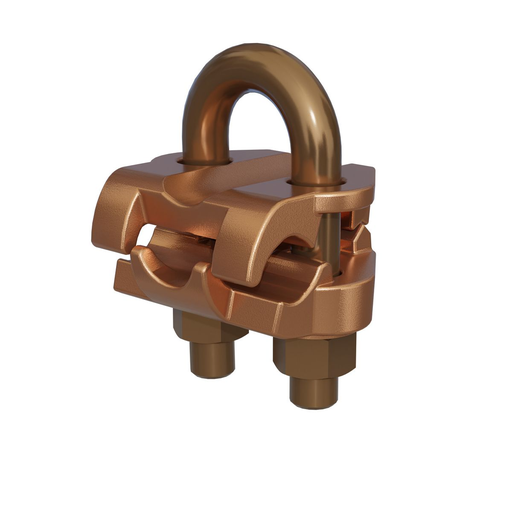 Mechanical Grounding Connector, Cable to Rod or Pipe, 2/0 AWG (Sol) -250 kcmil, 3/8" Pipe, 5/8"-3/4" Rod, #5-#6 Rebar, Bright Dipped