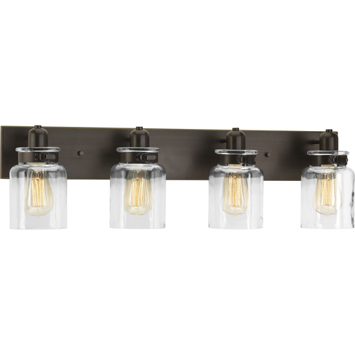 Product image for Progress P300048-020 Calhoun Collection Four-Light Antique Bronze Clear Glass Farmhouse Bath Vanity Light