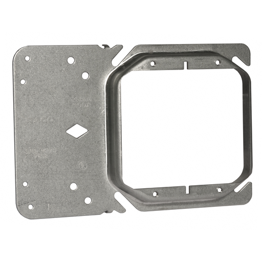 Product image for RACO 769B 4 Inch 5/8 Inch Raised Steel 2-Device Square Box Stud Mount Mud Ring