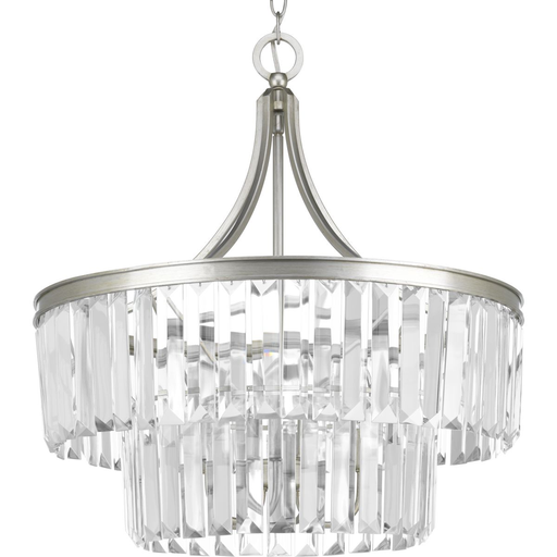 Product image for Progress P5321-134 Glimmer Collection Five-Light Silver Ridge Clear Glass Luxe Pendant Light