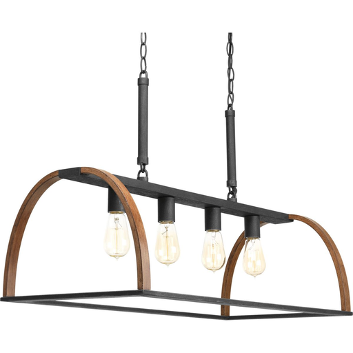 Product image for Progress P4720-71 Trestle Collection Four-Light Gilded Iron Farmhouse Chandelier Light