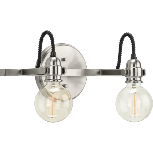 Product image for Progress P300190-009 Axle Collection Two-Light Brushed Nickel Vintage Style Bath Vanity Wall Light