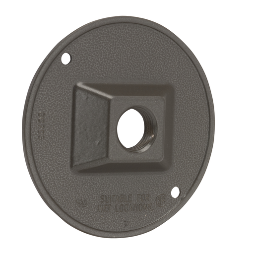 Product image for Bell 5193-7 Round Weatherproof Cluster Cover, One 1/2 in. Threaded Outlets, Bronze, Carded