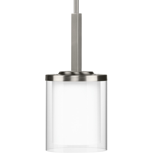 Product image for Progress P500192-009 Mast Collection One-Light Brushed Nickel Clear Glass Coastal Mini-Pendant Light