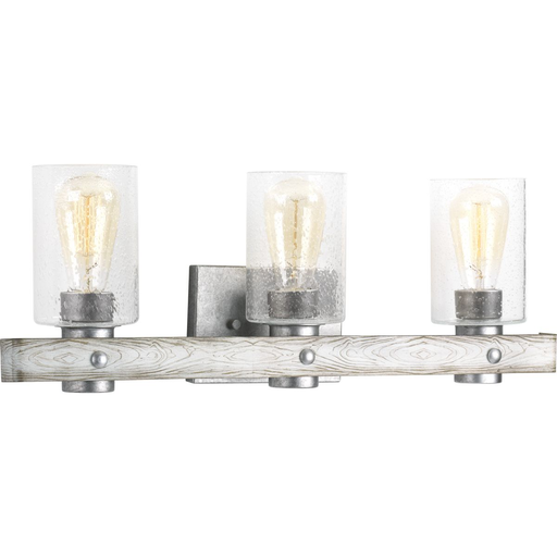 Product image for Progress P300125-141 Gulliver Collection Three-Light Galvanized Finish Clear Seeded Glass Coastal Bath Vanity Light
