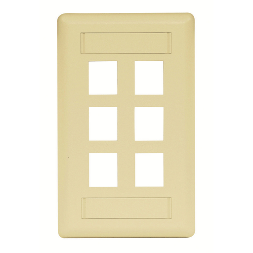 Product image for Hubbell IFP16EI 1-Gang Ivory 6-Port Data Communication Face Plate