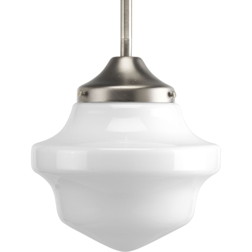Product image for Progress P5196-09 School House Pendant Collection One-Light Brushed Nickel White Opal Glass Coastal Mini-Pendant Light