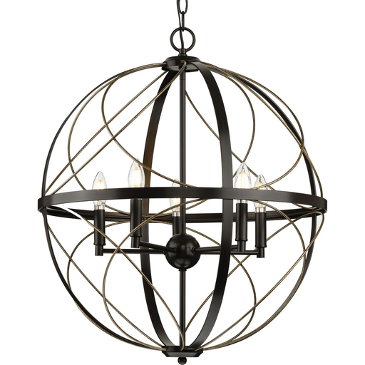 Product image for Progress P500287-020 Brandywine Collection Five-Light Antique Bronze Farmhouse Pendant Light