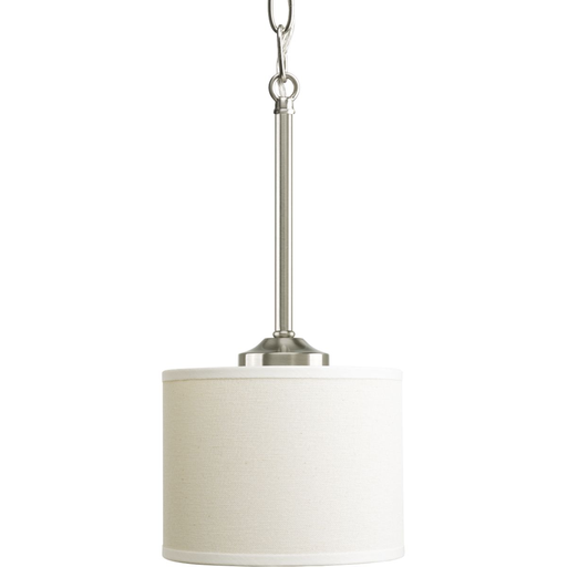 Product image for Progress P5065-09 Inspire Collection One-Light Brushed Nickel Off-white Shade Traditional Mini-Pendant Light
