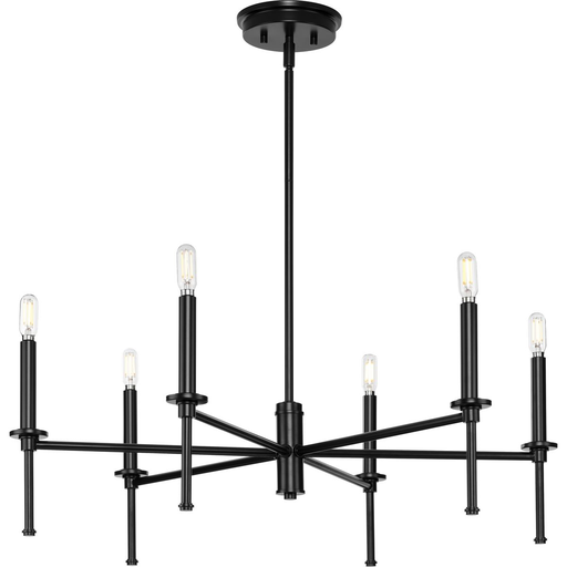 Product image for Progress P400294-31M Elara Collection Six-Light New Traditional Matte Black Chandelier Light