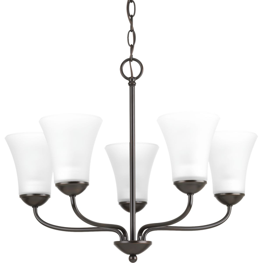 Product image for Progress P4770-20 Classic Collection Five-Light Antique Bronze Etched Glass Traditional Chandelier Light
