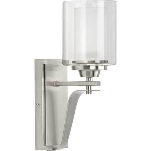 Product image for Progress P300120-009 Kene Collection One-Light Brushed Nickel Clear Glass Craftsman Bath Vanity Light