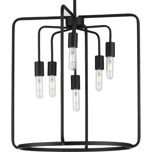 Product image for Progress P500225-031 Bonn Collection Six-Light Matte Black Farmhouse Pendant Light