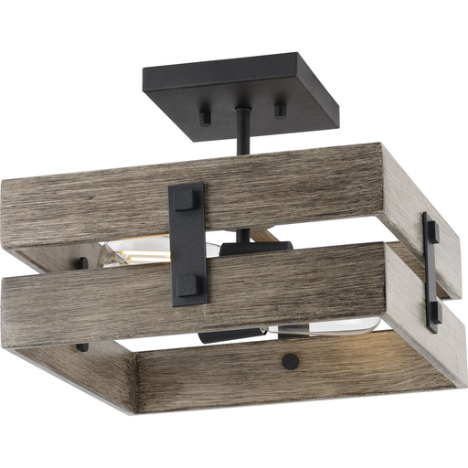 Product image for Progress P350172-031 Hemsworth Collection Black Two-Light 13-1/2" Semi-Flush Mount