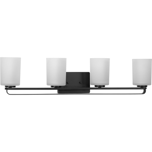 Four-light matte black bath vanity light