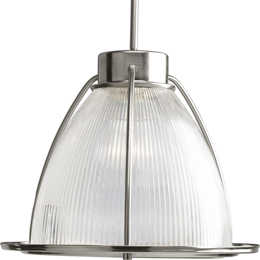 Product image for Progress P5183-09 Prismatic Glass Collection One-Light Brushed Nickel Clear Prismatic Glass Coastal Mini-Pendant Light