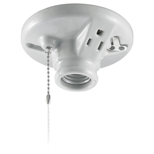 Product image for Hubbell RL8822 600 W 125 Volt White 2 Terminal Screw Pull Chain with Receptacle Lampholder