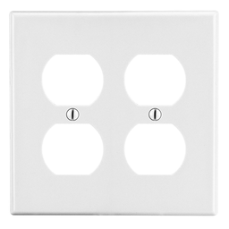 Product image for Hubbell PJ82W 2-Gang (2) Duplex Wallplate, Mid-Size, White