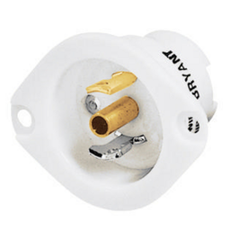Locking Devices, Bryant Midget Locking, Industrial, Flanged Inlet, 15A 125V, 2-Pole 3-Wire Grounding, ML-2P, Screw Terminal, Black & White
