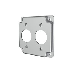 Product image for Raco 807C 4" Square Cover, Exposed Work, Two 1.406" dia. Receptacles