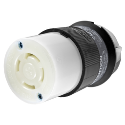 Hubbell Wiring Devices HBL2773 30 Amp 347/600 VAC 4-Pole 4-Wire NEMA L20-30R Black and White Locking Connector Body