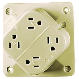 Straight Blade Devices, Receptacles, 4- Plex, Commercial/Industrial Grade, 2-Pole 3-Wire Grounding, 15A 125V, 5- 15R, Ivory, Single Pack