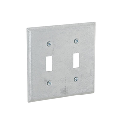 4 in. Square Cover, Two Device Wallplate, 2-Toggle Switches