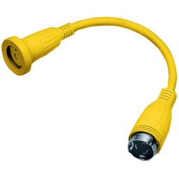 Marine Adapter Molded, Straight Blade 30A Locking Female to 50A Locking Male