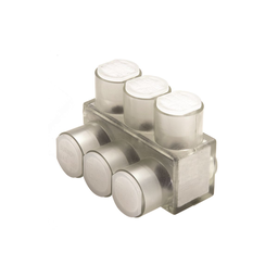 Burndy BIBS6003 Aluminum Multiple Tap Connector, Clear Insulated, 3 Port, 1 Sided Entry, 4 AWG-600 kcmil, Al/Cu Rated
