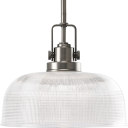 Progress P5026-81 Archie Collection One-Light Antique Nickel Clear Prismatic Glass Coastal Pendant Light