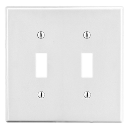 Product image for Hubbell PJ2W 2-Gang (2) Toggle Wallplate, Mid-Size, White