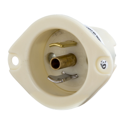 Locking Devices, Bryant Midget Locking, Industrial, Flanged Inlet, 15A 125V, 2-Pole 3-Wire Grounding, ML-2P, Screw Terminal, Black & White