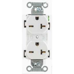 Straight Blade Devices, Weather Resistant Receptacles, Duplex, Commercial/Industrial Grade, 2-Pole 3-Wire Grounding, 15A 125V, 5-15R, White
