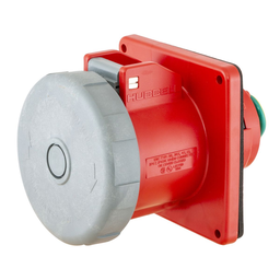 Heavy Duty Products, IEC Pin and Sleeve Devices, Industrial Grade, Female, Receptacle, 32A 380/415V, 3-Pole 4- Wire Grounding, Terminal Screws, Red, Watertight