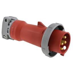 Heavy Duty Products, IEC Pin and Sleeve Devices, Industrial Grade, Male, Plug, 100A 3-Phase Delta 480V AC, 3- Pole 4-Wire Grounding, Terminal Screws, Red, Watertight