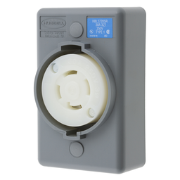Locking Devices, Twist-Lock®, Safety Shroud, Surface Mount Receptacle, 30A 3-Phase Delta 250V AC, 3-Pole 4- Wire Grounding, L15-30R, Screw Terminal, Gray