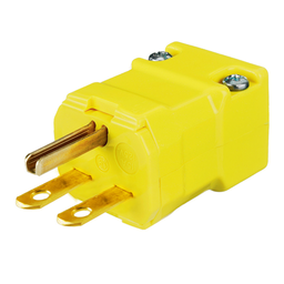 Straight Blade Devices, Male Plug, Valise Series, Industrial/Commercial Grade, Straight, 2-Pole 3-Wire Grounding, 15A 250V, 6-15P, Yellow, Single Pack