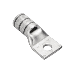 Burndy YAV4CLBOX Copper Compression Lug, Ring Tongue, 1 Hole w/ Inspection Hole, AN-4 Flex, 1/4" Stud, Short Barrel, Tin Plated