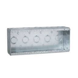 Raco 694 5-Gang Masonry Box, Nongangable, 2-1/2" Deep, Nineteen Concentric KO?s