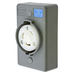 Locking Devices, Twist-Lock®, Safety-Shroud® Receptacle, 30A, 250V AC, 2 Pole, 3 Wire Grounding, NEMA L6-30R, RPT surface mounting, One Gang, Gray